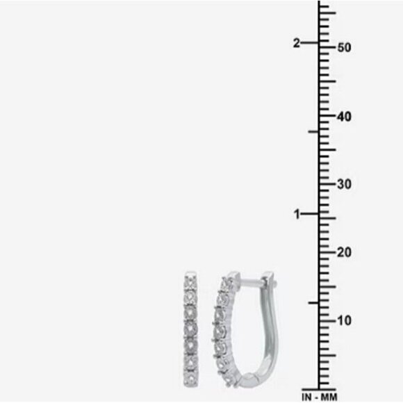 NWT 1/10 CT. T.W. Natural Diamond Hoop and Stud Earring Set in Sterling Silver - Picture 6 of 10